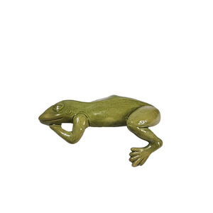 Vtg Sammie Roberts Artist Ceramic Green Frog Sleeping Lazy Daying 7.5 In